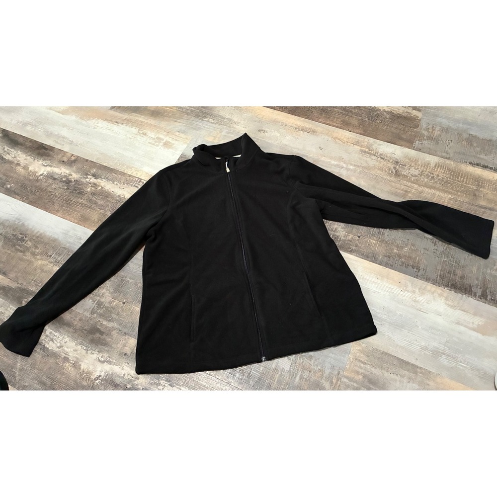 Danskin Now Womens XXL Black Fleece Full Zip Mock Neck Active Jacket